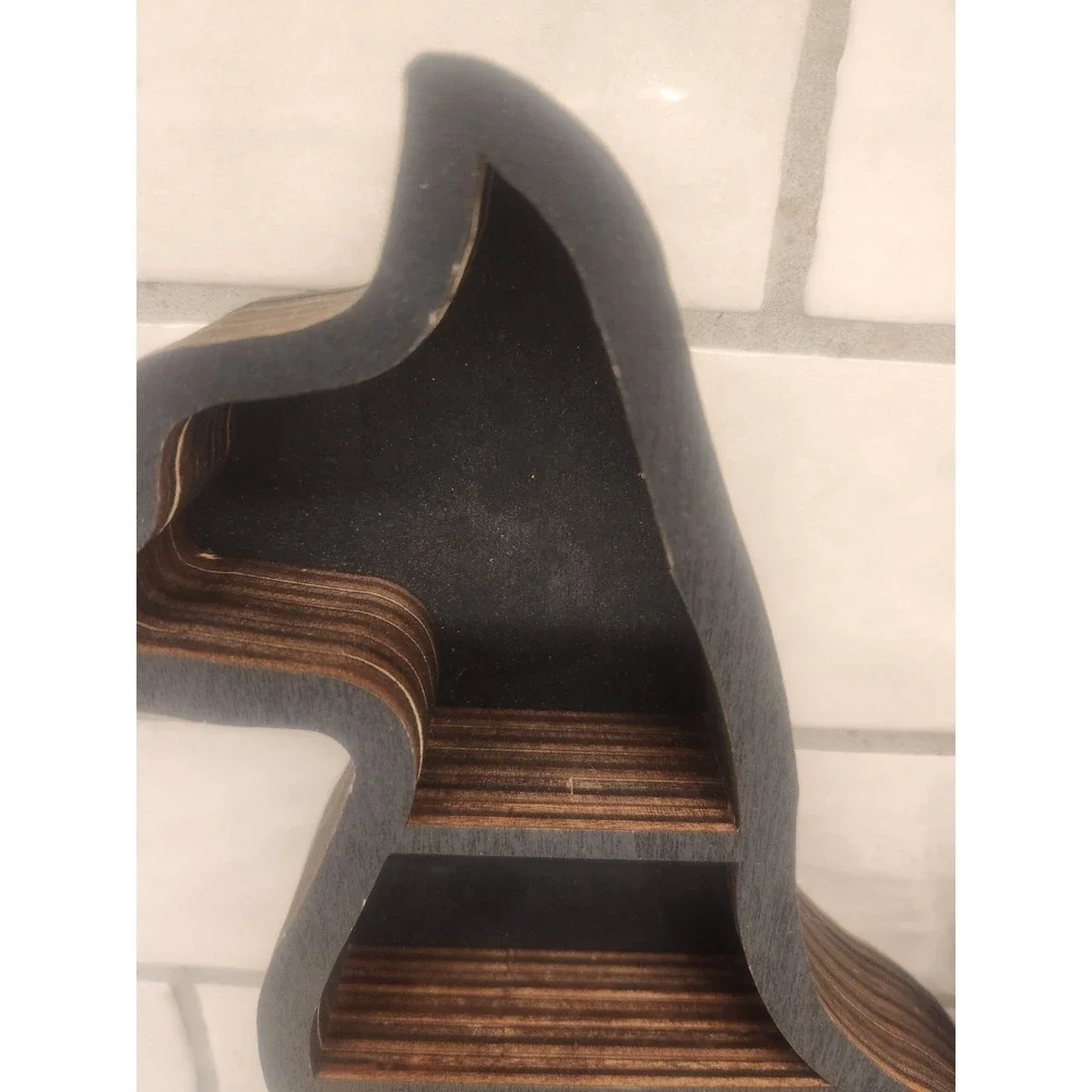Black Sitting Cat Shaped Shadow Box Or Trinket Shelf Table Top Display Shelf